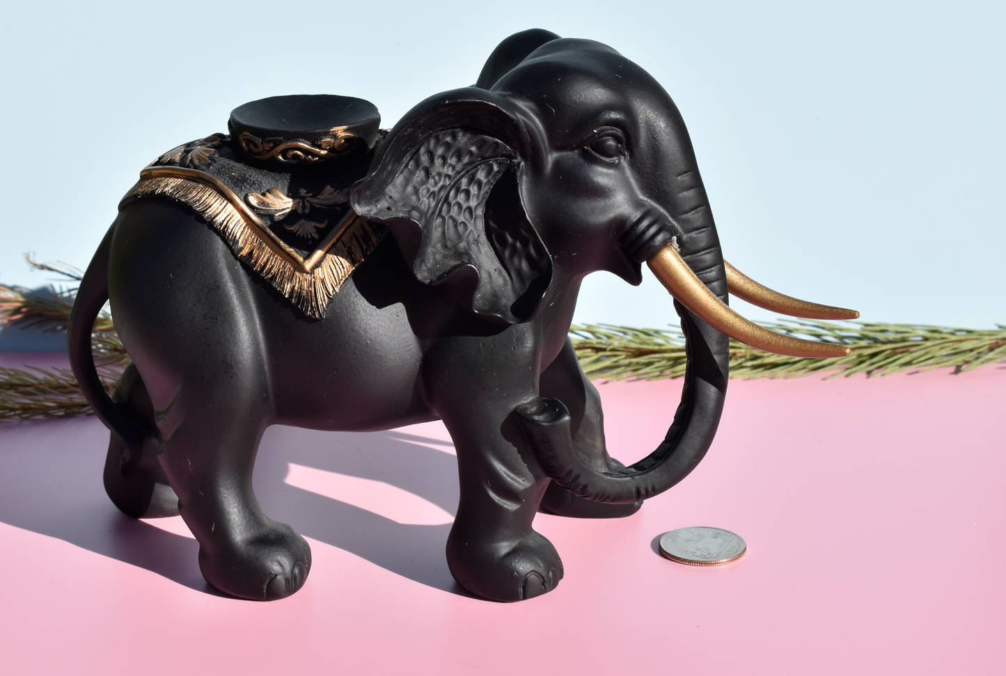 Sphere Holder - Statement Piece Gold and Black Elephant
