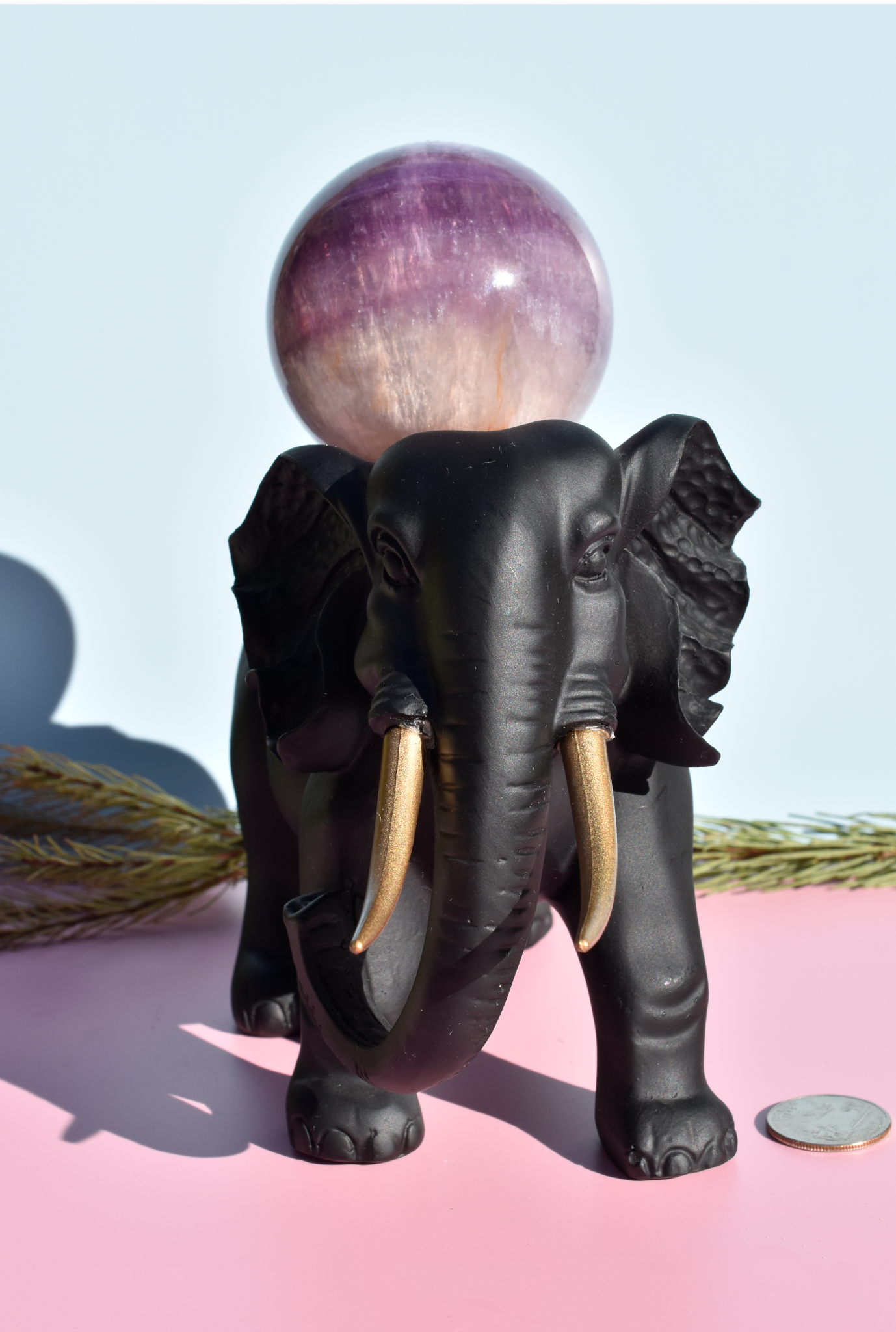 Sphere Holder - Statement Piece Gold and Black Elephant