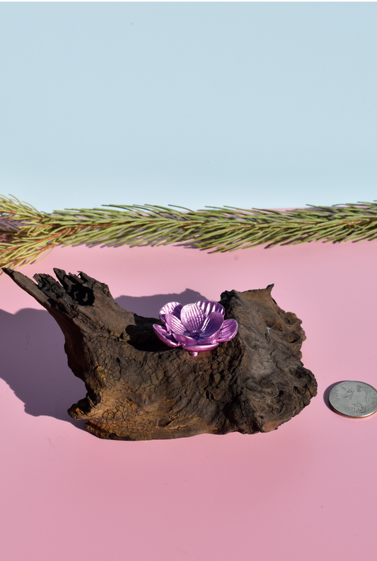 Sphere Holder - Driftwood with Purple Flower